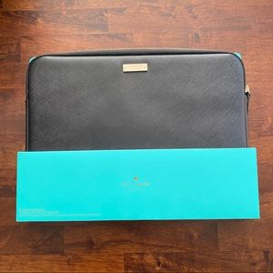 Kate Spade 13” laptop sleeve - black & gold- new